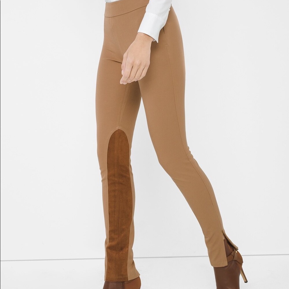 WHBM Jodphur Leggings in Tan/Brown Suede